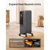 image:imageDREO Oil Filled Radiator Electric Radiant Heaters for indoor use Large Room with Remote Control Child Lock 4 Modes Overheat amp TipOver Protection 24h Timer Digital Thermostat Quiet 1500WSpace Grey