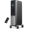 image:imageDREO Oil Filled Radiator Electric Radiant Heaters for indoor use Large Room with Remote Control Child Lock 4 Modes Overheat amp TipOver Protection 24h Timer Digital Thermostat Quiet 1500WSpace Grey