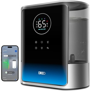 image:imageDREO 8L Smart Humidifier Large Room 80H Runtime Warm amp Cool Mist HM717S  Up to 600ft Precise Humidity Control 1500RGB Light 28dB Humidifiers for Bedroom Plants Baby Supports APPVoiceAlexaSilver