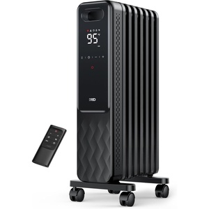 image:imageDREO Oil Filled Radiator Electric Radiant Heaters for indoor use Large Room with Remote Control Child Lock 4 Modes Overheat amp TipOver Protection 24h Timer Digital Thermostat Quiet 1500WBlack