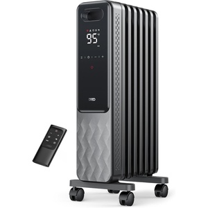 image:imageDREO Oil Filled Radiator Electric Radiant Heaters for indoor use Large Room with Remote Control Child Lock 4 Modes Overheat amp TipOver Protection 24h Timer Digital Thermostat Quiet 1500WSpace Grey