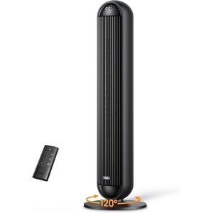 image:imageDREO Tower Fan and Heater Combo 292fts Standing Fans for Bedroom 17 Levels 6 Modes 120 Oscillation 42 Inch 12H Timer 25dB Quiet with Remote for Office Large Room SilverBlack