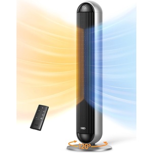 image:imageDREO Tower Fan and Heater Combo 292fts Standing Fans for Bedroom 17 Levels 6 Modes 120 Oscillation 42 Inch 12H Timer 25dB Quiet with Remote for Office Large Room SilverSilver