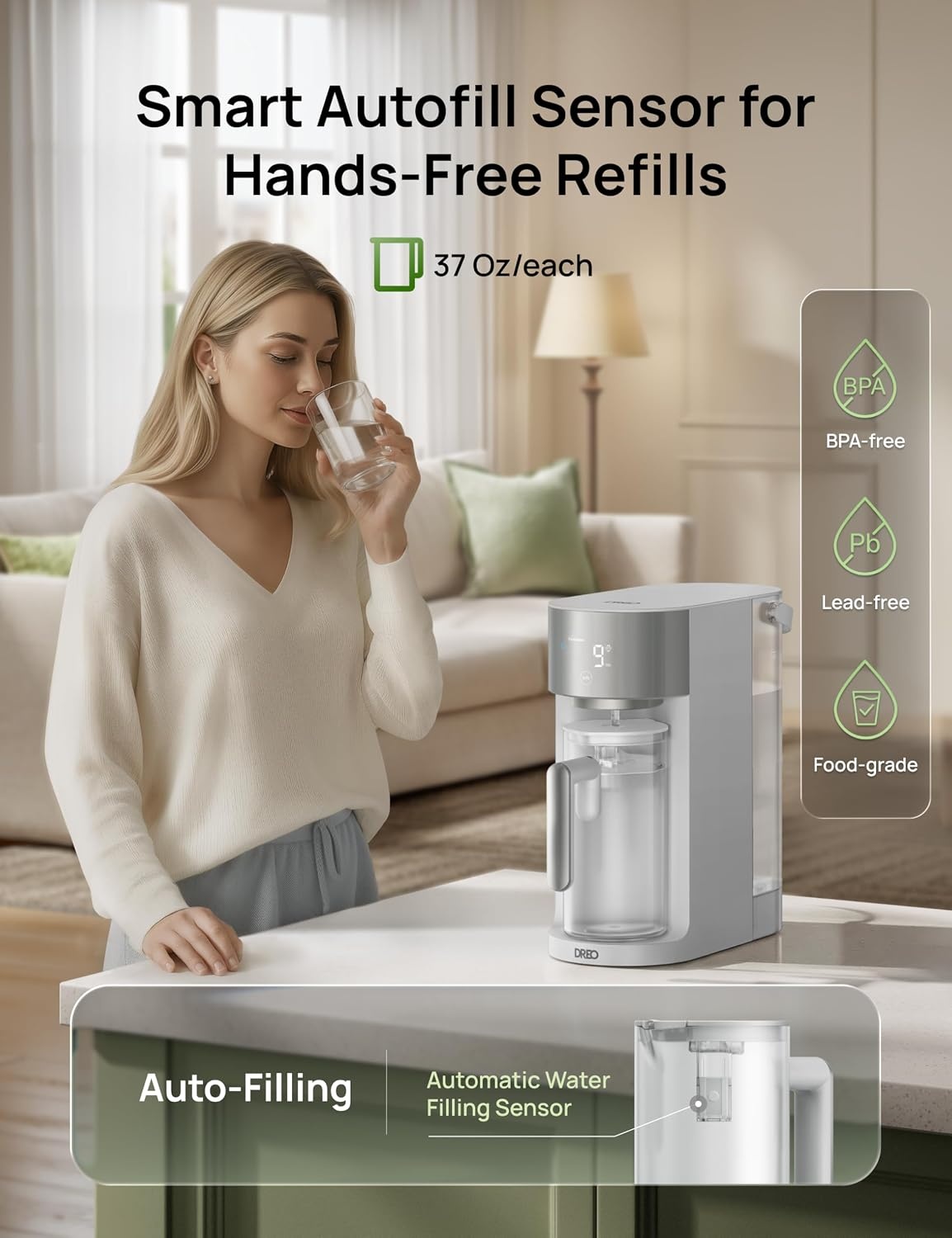 image:imageDREO Reverse Osmosis Water Filter Countertop RO Filtration System 31 Pure to Drain TDS amp Filter Life amp Autofill Pitcher InstallationFree SelfCleaning Water Purifier RO Water Filter 112 3LGray