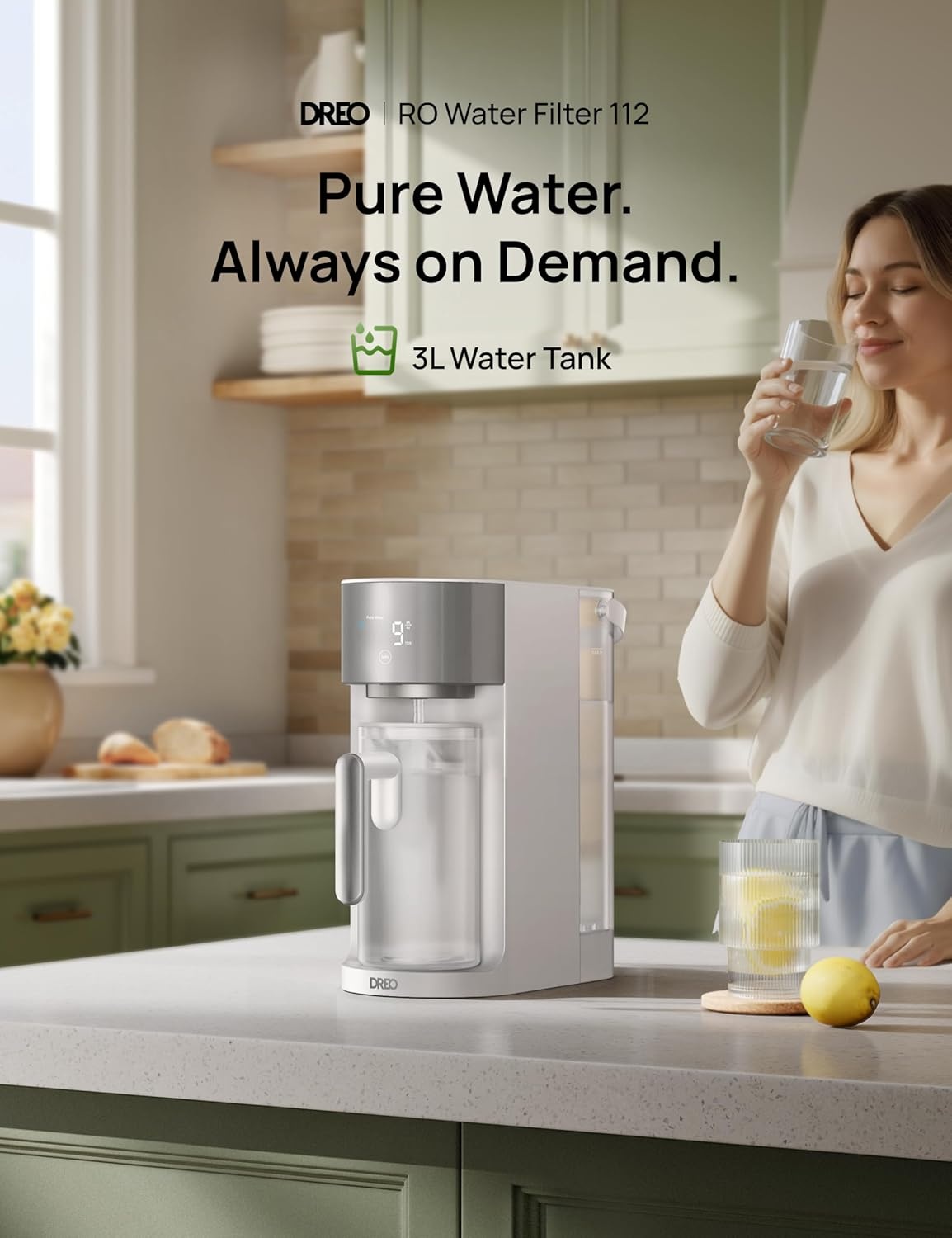 image:imageDREO Reverse Osmosis Water Filter Countertop RO Filtration System 31 Pure to Drain TDS amp Filter Life amp Autofill Pitcher InstallationFree SelfCleaning Water Purifier RO Water Filter 112 3LWhite