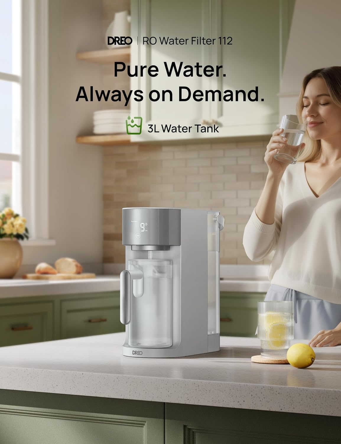 image:imageDREO Reverse Osmosis Water Filter Countertop RO Filtration System 31 Pure to Drain TDS amp Filter Life amp Autofill Pitcher InstallationFree SelfCleaning Water Purifier RO Water Filter 112 3LGray