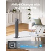 image:imageDREO Tower Fan for Bedroom 28fts Velocity 20dB Ultra Quiet 8 Speeds  2026 Upgraded DC Motor 90 Oscillating 4 Modes Standing Fan Bladeless Fan for Indoors Floor Fans with Remote BlackGrey