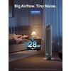 image:imageDREO Tower Fan for Bedroom 28fts Velocity 20dB Ultra Quiet 8 Speeds  2026 Upgraded DC Motor 90 Oscillating 4 Modes Standing Fan Bladeless Fan for Indoors Floor Fans with Remote BlackGrey