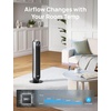 image:imageDREO Tower Fan for Bedroom 28fts Velocity 20dB Ultra Quiet 8 Speeds  2026 Upgraded DC Motor 90 Oscillating 4 Modes Standing Fan Bladeless Fan for Indoors Floor Fans with Remote BlackSilver