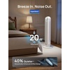 image:imageDREO Tower Fan for Bedroom 28fts Velocity 20dB Ultra Quiet 8 Speeds  2026 Upgraded DC Motor 90 Oscillating 4 Modes Standing Fan Bladeless Fan for Indoors Floor Fans with Remote BlackWhite