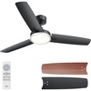 image:imageDREO Ceiling Fan with Lights for IndoorOutdoor 42 Low Profile Ceiling fan with Light and Remote Control for Bedroom 22dB Quiet DC Motor QuickInstall 6 Speeds Reversible Dimmable 5CCT BlackBlack