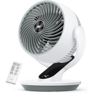 image:imageDREO Fan for Bedroom 13Inch Oscillating Table Air Circulator Fan for Whole Room 120 Tilt Adjustment 25dB UltraQuiet 75ft Powerful Airflow 4 Speeds Desk Fans with Remote for Home OfficeWhite