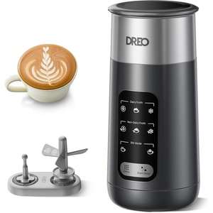 image:imageDREO Milk Frother 8in1 Electric Stainless Steel Frother for Latte Art Microfoam and Coffee 9oz270ml Warm and Cold Foam Automatic Frothers LED Easy to CleanMidnight Black