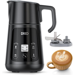 image:imageDREO Milk Frother Allin1 Electric Foam Maker for Coffee 15oz450ml Automatic Foam Frother for Latte Artlevel Microfoam 30 Drinks Easy to Clean Dishwasher Safe LED displayGray