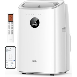 image:imageDREO Portable Air Conditioner 318S 8000 BTU ASHRAE 5000 BTU DOE Smart AC Unit for Bedroom with Drainagefree Cooling FanampDehumidifier 3 in 1 APPVoiceRemote Quiet Standing AC for Room IndoorsWhite