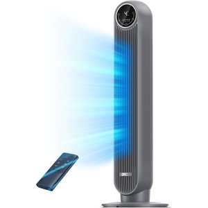 image:imageDREO Tower Fan for Bedroom 28fts Velocity 20dB Ultra Quiet 8 Speeds  2026 Upgraded DC Motor 90 Oscillating 4 Modes Standing Fan Bladeless Fan for Indoors Floor Fans with Remote BlackGrey