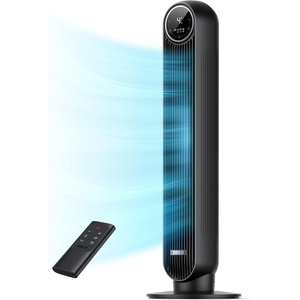 image:imageDREO Tower Fan for Bedroom 28fts Velocity 20dB Ultra Quiet 8 Speeds  2026 Upgraded DC Motor 90 Oscillating 4 Modes Standing Fan Bladeless Fan for Indoors Floor Fans with Remote BlackBlack