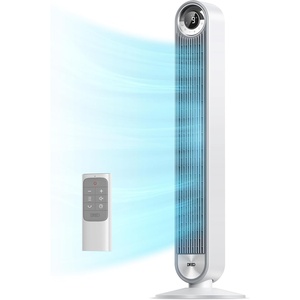 image:imageDREO Tower Fan for Bedroom Upgraded DC 28fts Velocity 20dB Quiet Fan  9 Speeds Standing Fan 90 Oscillating Cooling Fan 4 Modes 12H Timer Bladeless Fan Powerful for Home BlackWhite