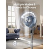 image:imageDREO Fan for Bedroom 2026 Upgraded 90ft Airflow 20dB Quiet Fan 90 Oscillating Standing Fan for Whole Room DC Motor 8H Speeds 3 Modes 3842 Adjustable Height 8H Timer 105 Manual VerticalGrey