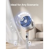 image:imageDREO Smart Fan for Bedroom 120 120 OmniDirectional Oscillating Fans 100ft Quiet Pedestal Fan with RGB Light 9 Speeds 6 Modes 20dB 8H Timer WiFiVoiceAlexa 3540 Floor Fans with Remotesilver