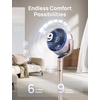 image:imageDREO Smart Fan for Bedroom Positionbased Oscillation 150120 3D Oscillating Fan 110ft Pedestal Fans with WiFiVoiceRemote Standing Fans Work with AlexaGoogle 9 Speeds 6 Modes 20dB SilverStarlight