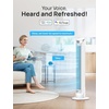 image:imageDREO Smart Tower Fan for Bedroom 90 Oscillating Fan 26fts Wind 28dB  5 speeds 4 modes Quiet Floor Fans for Room  12H timer RemoteAPP amp Voice Control Standing Fans that Blow Cold Air SilverPure White