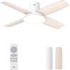 image:imageDREO Ceiling Fan 44 Inch Low Profile Ceiling Fan with Light and Remote 5CCT LED 6Level Dimmable 6Speed Reversible Motor 22 dB Timer EasyInstall Black Flush Mount for BedroomWhite