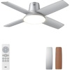 image:imageDREO Ceiling Fan 44 Inch Low Profile Ceiling Fan with Light and Remote 5CCT LED 6Level Dimmable 6Speed Reversible Motor 22 dB Timer EasyInstall Black Flush Mount for BedroomSilver