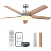 image:imageDREO Smart Ceiling Fan with Lights 52 Inch 12 Speeds amp 3 Fan Modes Stepless Dimmable LED Light Timer 22dB Quiet DC Motor RemoteAPPAlexa Control Black Ceiling Fans Indoor 2026 UpgradedSilver