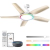 image:imageDREO Smart RGBIC Ceiling Fans with Lights Low profile Ceiling Fan with AlexaApp 52 Dimmable Lighting amp Color Tuning 25dB Quiet for Living Room Game Room Easy Installation Black 2026 UpgradedWhite