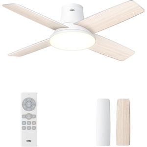 image:imageDREO Ceiling Fan 44 Inch Low Profile Ceiling Fan with Light and Remote 5CCT LED 6Level Dimmable 6Speed Reversible Motor 22 dB Timer EasyInstall Black Flush Mount for BedroomWhite