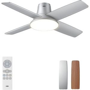 image:imageDREO Ceiling Fan 44 Inch Low Profile Ceiling Fan with Light and Remote 5CCT LED 6Level Dimmable 6Speed Reversible Motor 22 dB Timer EasyInstall Black Flush Mount for BedroomSilver