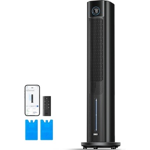 image:imageDREO Evaporative Air Swamp Cooler 43 Cooling Fans that Blow Cold Air  2026 Upgraded 80 Oscillating Floor Fan for Bedroom Easy Cleaning APP Control Ice Pack 4 Speeds 4 Modes 12H Timer WhiteInk black