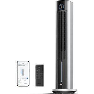 image:imageDREO Evaporative Air Swamp Cooler 43 Cooling Fans that Blow Cold Air  2026 Upgraded 80 Oscillating Floor Fan for Bedroom Easy Cleaning APP Control Ice Pack 4 Speeds 4 Modes 12H Timer WhiteMetallic Silver
