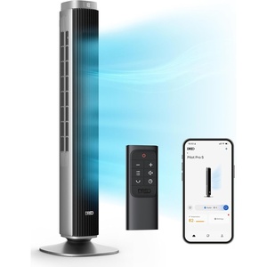 image:imageDREO Smart 42 Tower Fan for Bedroom 12 Speeds 20dB Quiet Standing Fan  40ft Far Airflow 28 fts Cooling Airflow 12 Speeds 4 Modes 90 Oscillating Fans for Indoors 12H Timer DC Motor