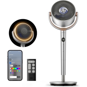 image:imageDREO Smart Fan for Bedroom 120 120 OmniDirectional Oscillating Fans 100ft Quiet Pedestal Fan with RGB Light 9 Speeds 6 Modes 20dB 8H Timer WiFiVoiceAlexa 3540 Floor Fans with Remotesilver