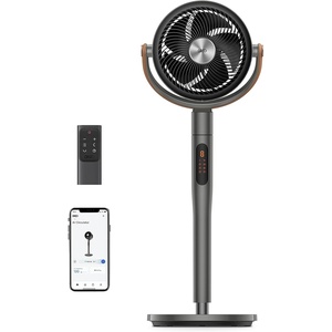 image:imageDREO Smart Fan for Bedroom 120105 Omnidirectional Oscillating Quiet 20dB Fan 100ft Air Circulator Pedestal Fan with DC Motor 8 Speeds 6 Modes 3743 Height WiFiVoiceAlexa no lightGrey