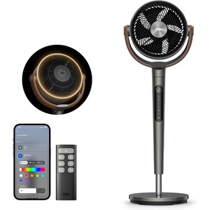 image:imageDREO Smart Fan for Bedroom 120105 Omnidirectional Oscillating Quiet 20dB Fan 100ft Air Circulator Pedestal Fan with DC Motor 8 Speeds 6 Modes 3743 Height WiFiVoiceAlexa no lightDark Grey