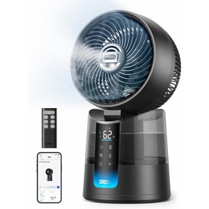 image:imageDREO TurboCool Misting Fan 516 5 Drop Cooling Fans that Blow Cold Air  15030 Omnidirectional Oscillating Evaporative air cooler 26 fts Wind Ultrafine Mist 20dB 6 Speeds 2 Modes WhiteGrey